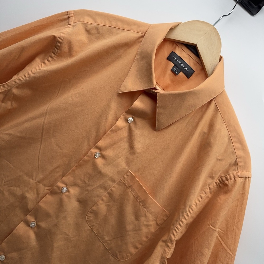 Croft & Barrow Men's Large Dress Shirt Peach Orange Long Sleeve Button Up 16.5